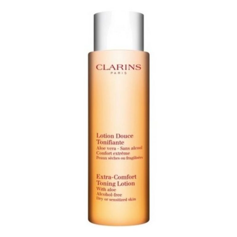 Gently cleanse your skin with Clarins Soft Toning Lotion for Dry or Fragilized Skin